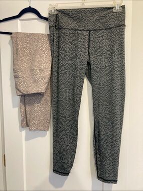 Varley Lot 2 Pairs Animal Patterned High-Rise Leggings XL Beige and Grey